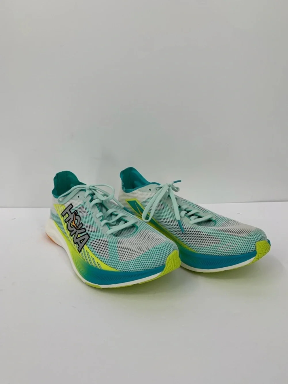 Hoka One One Cielo road running sneakers shoe white blue yellow women 9